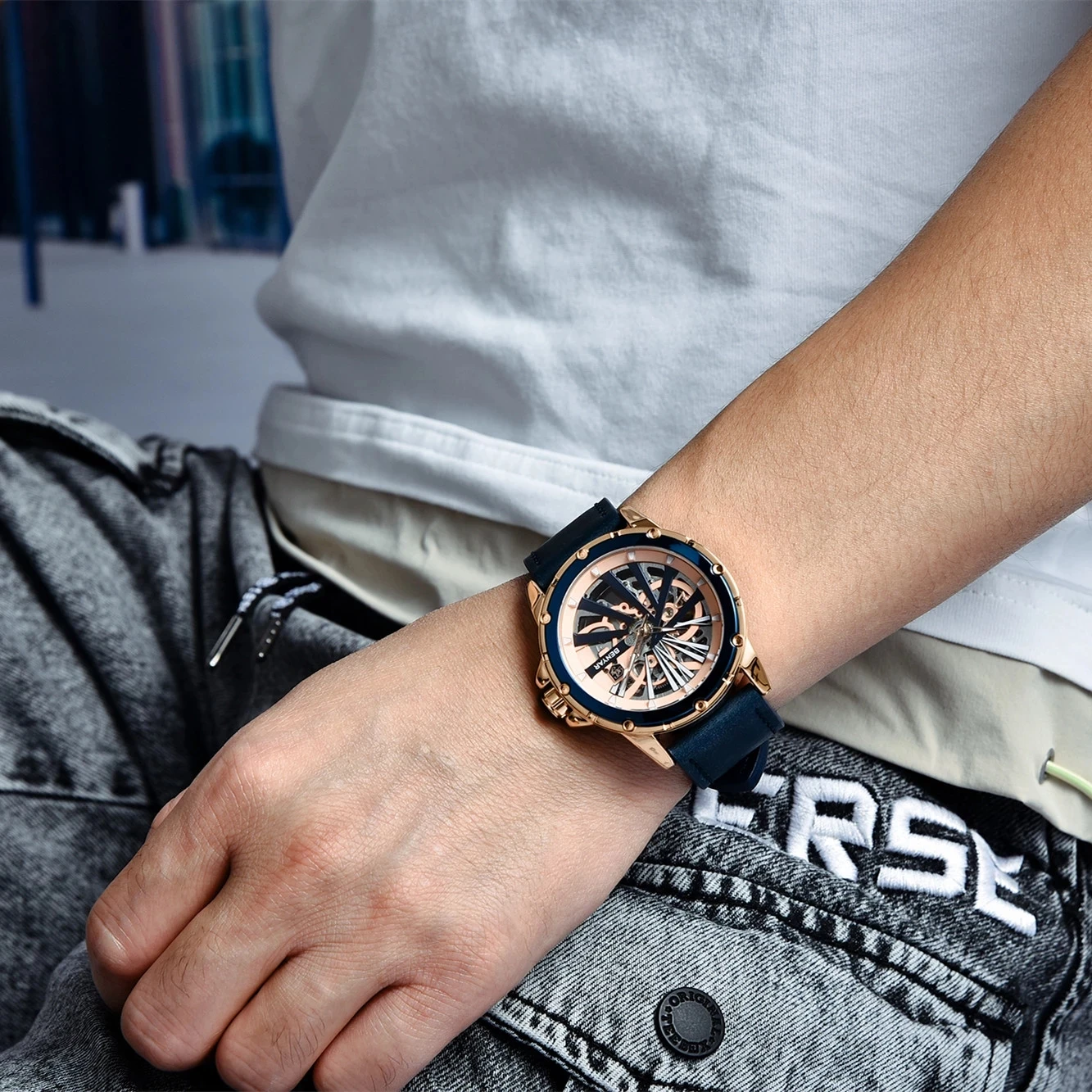 

BENYAR 2021 New Automatic Mechanical Watch Men's Top Luxury Brand Men's Watches Business Fashion Leather Waterproof Wristwatches