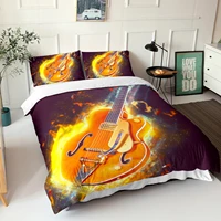 custom fashion 3d print electric guitar beding set music theme pillowcase duvet cover adult home bedroom decor queen king single