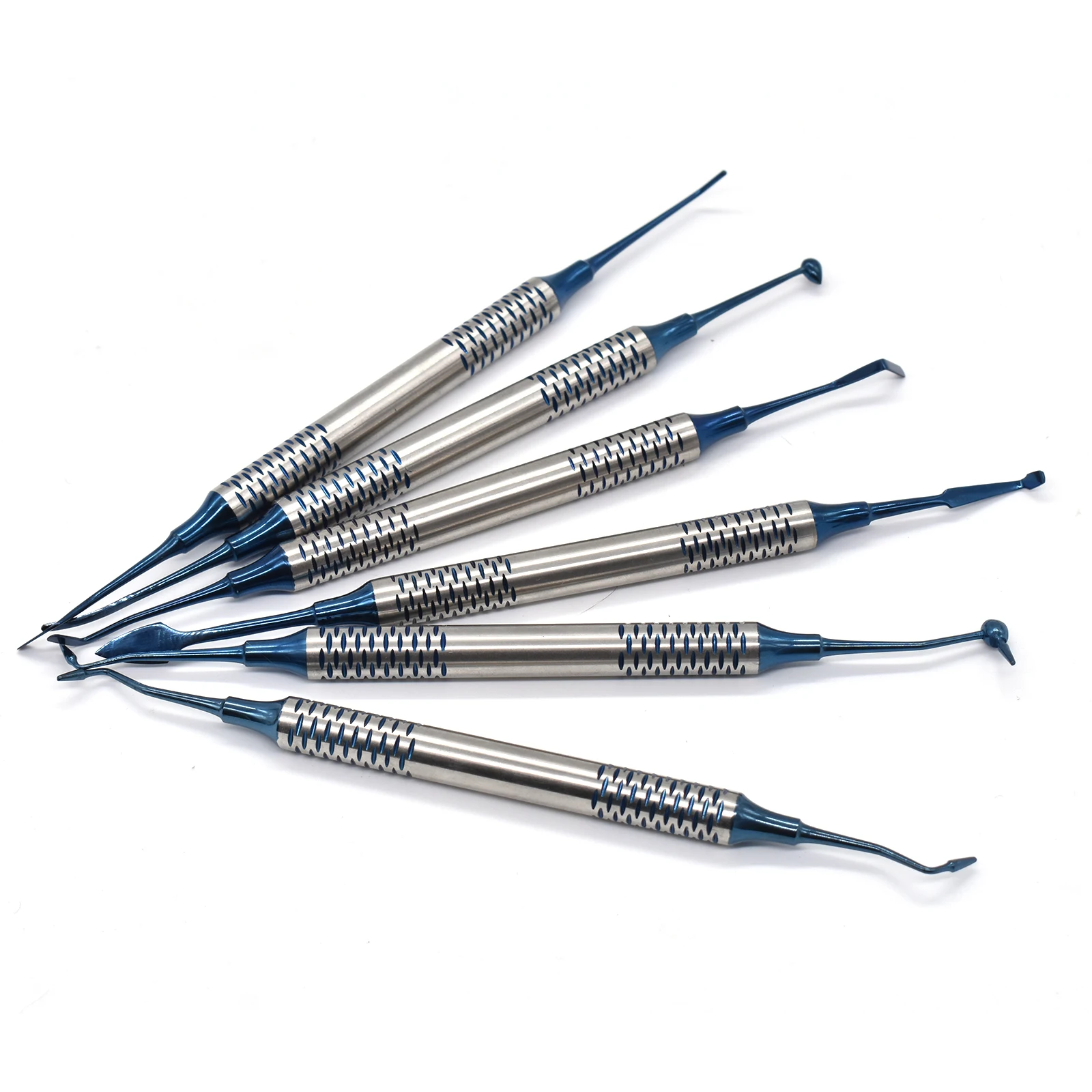 

6Pcs/Kit Dental Composite Resin Filling Spatula Titanium plated Head Resin Filler thick handle Restoration set Instrument 18.5cm