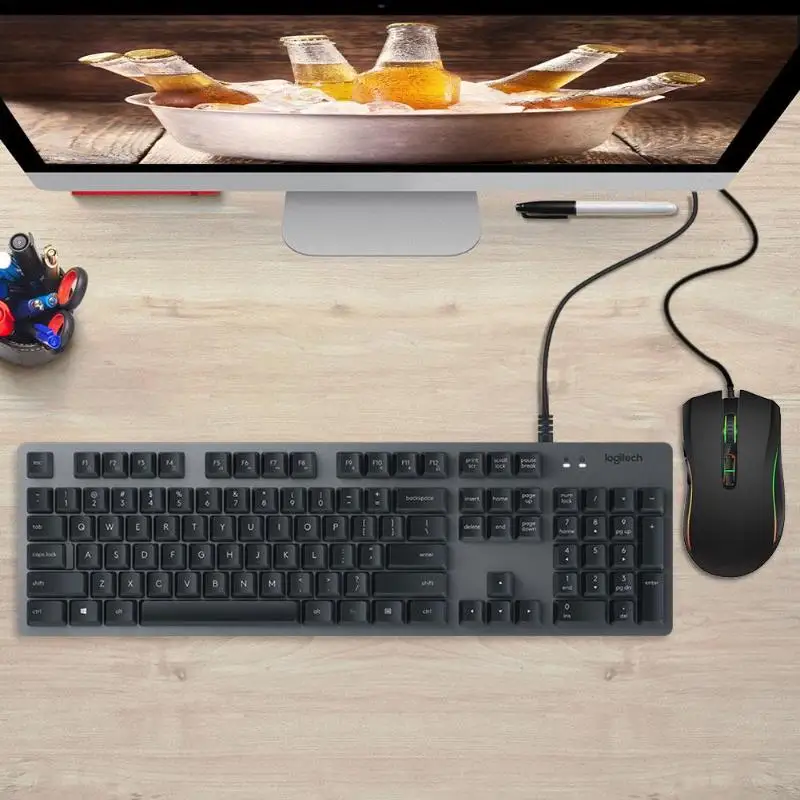 Полноразмерный Тип механической клавиатуры функция настройки для logitech K840 104 клавиш USB Проводная эргономичная для офисных игр