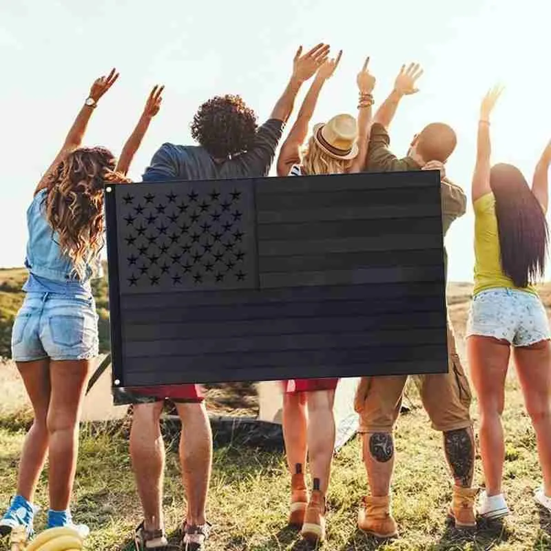 

All black American Flag Grommets Fade Polyester Banner Banner Flag Home 90x150cm Porch Outside Decor Outdoor Resistant Gard O8H9