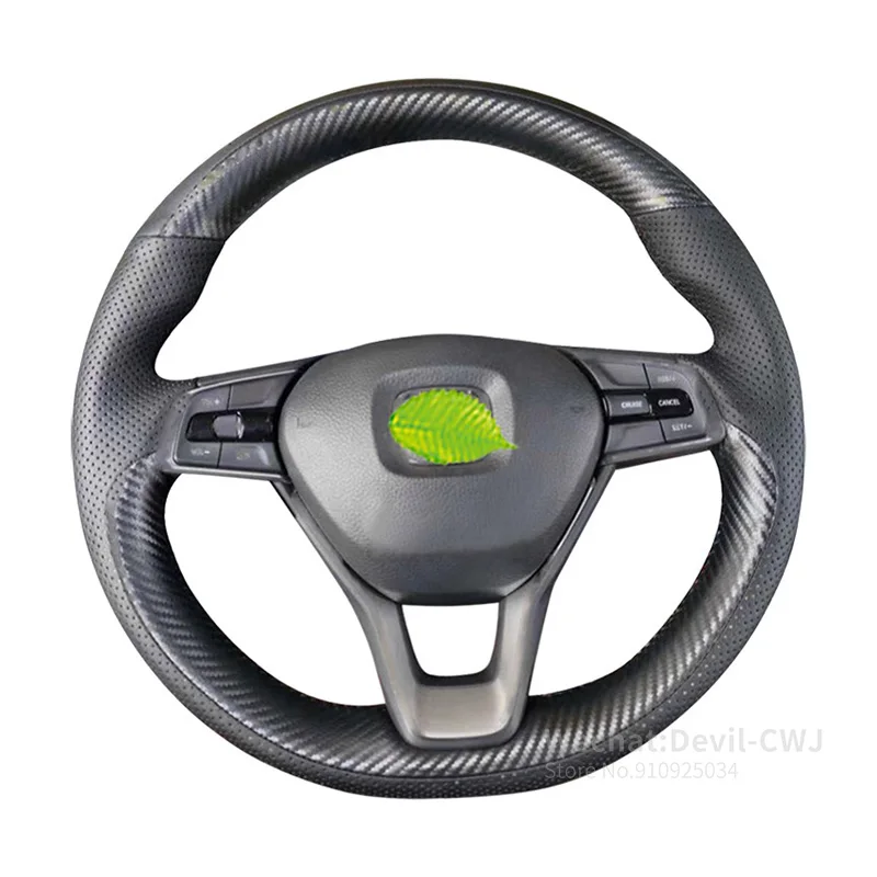 

For Honda 2021 10th Gen Accord Inspire Hand-stitch Steering Wheel Grip Cover Suede Leather Carbon Fiber Grip Car Parts Interior