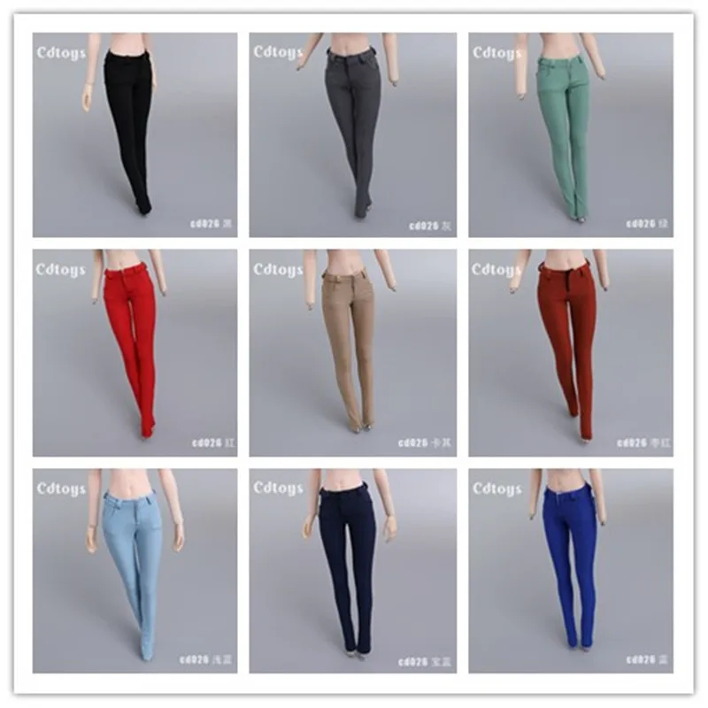 

1/6 CD026 Tight Pencil Pants Straight-leg Jeans Trousers Fit 12'' Figure Body