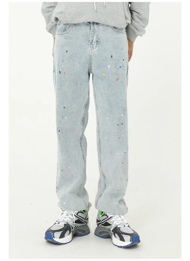 Брюки мужские прямые из денима классические свободные повседневные штаны