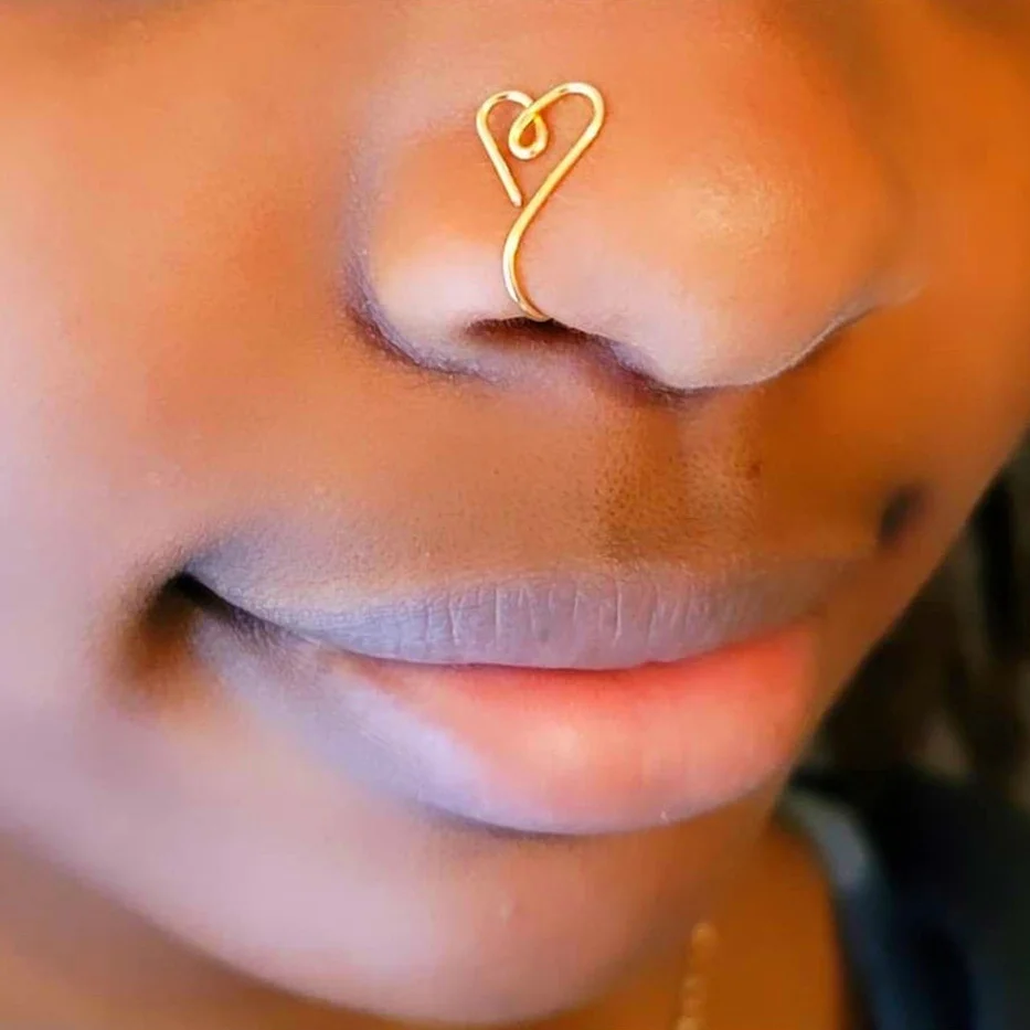 

9 Style Goth Nose Ring Copper Wire Spiral Fake Piercing Nose Cuff Clip Punk Nose Hoop Faux Septum Piercing Body Jewelry 2021 New