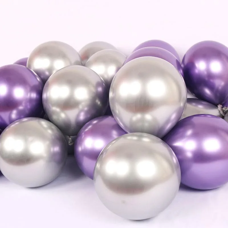 20pcs purple silver 20 шт золотые, серебряные, фиолетовые, зеленые металлические латексные шарики свадебные украшения, шарики хромированные, металлические шарики для дня рождения, вечеринки для взрослых S6XN - Цвет: 20pcs purple silver