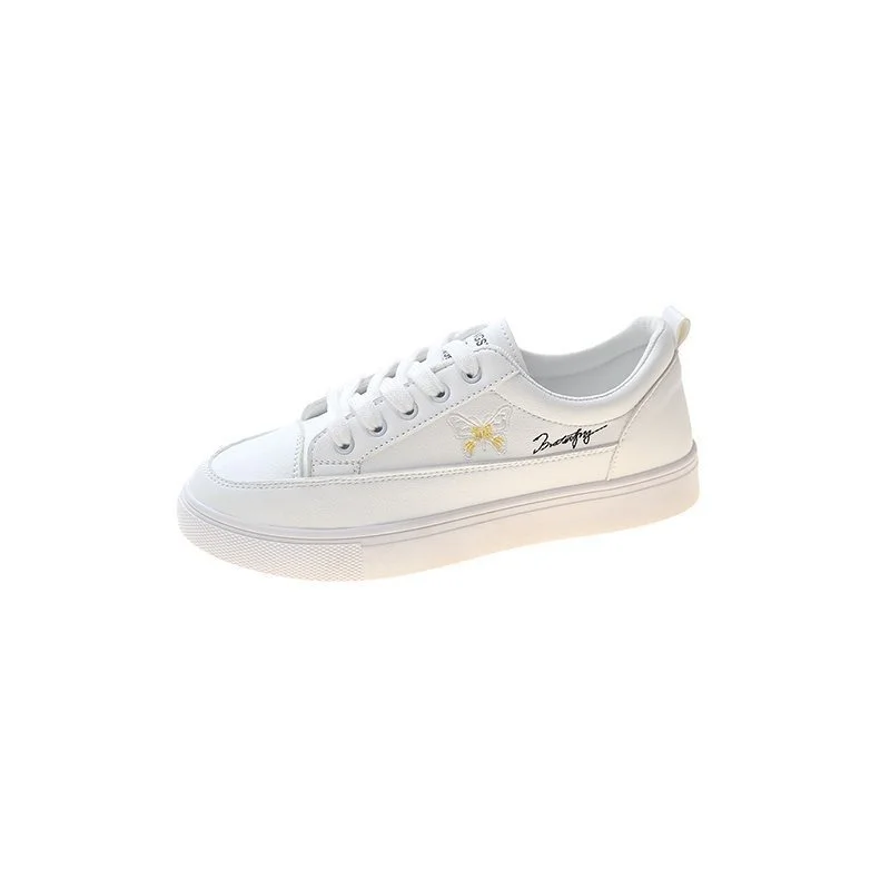 

2021 Fall Fashion Comfortable Woman Vulcanized Shoes Lace-up Solid Color Round Toe Butterfly Casual Shoes Trifle Sneakers 35-40