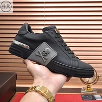 top quality mens solid luxury casual shoes fashion metal designer shoe runner trainers genuine skeleton genuine leather