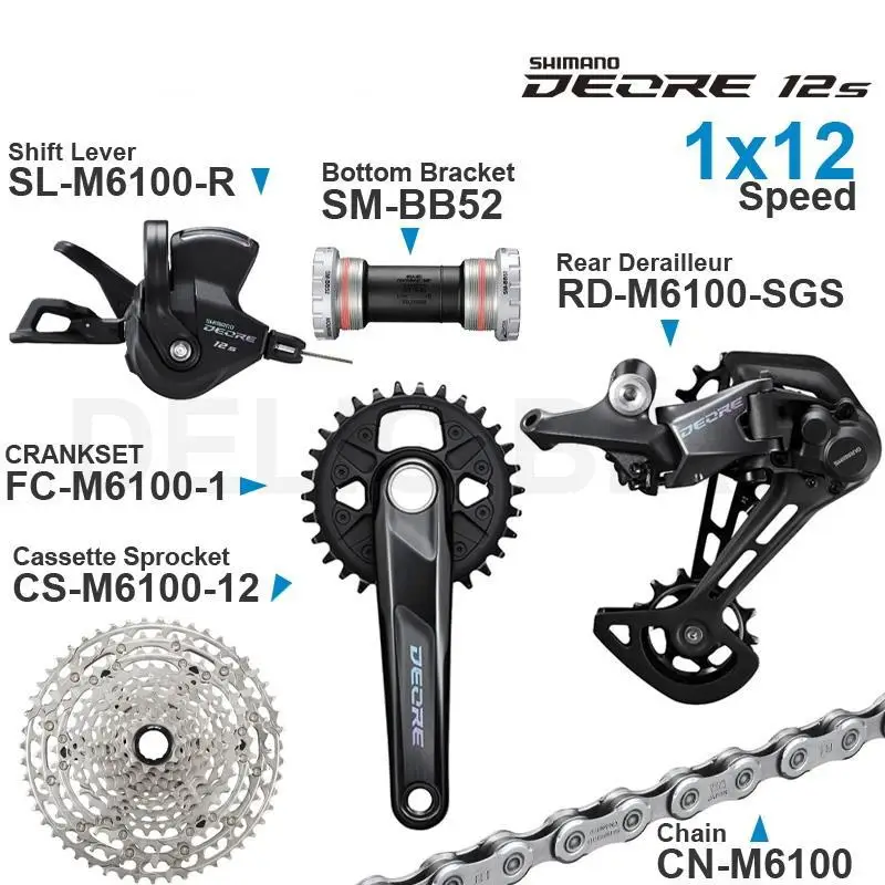SHIMANO DEORE M6100 12v Groupset Shifter Rear Cassette Sprocket Chain CRANKSET 1x12-speed Bottom Bracket parts for MTB bike