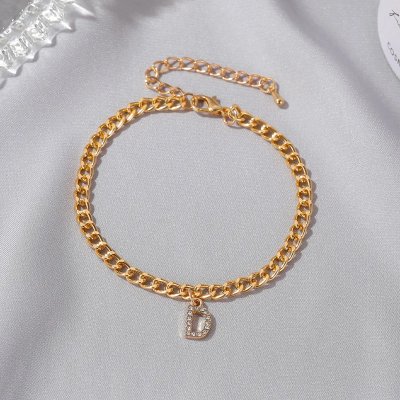 

Women English Alphabet with Diamonds Anklets 2021 Personality Barefoot Chain Jewelry
