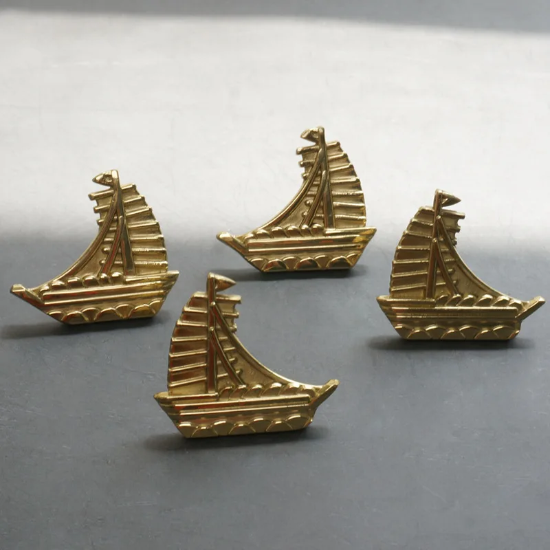 

Creative Brass Sailboat Shape Handle Luxury Drawer Pull Wardrobe Cupboard Cabinet Door Knob Decor Furniture Handles Hardware