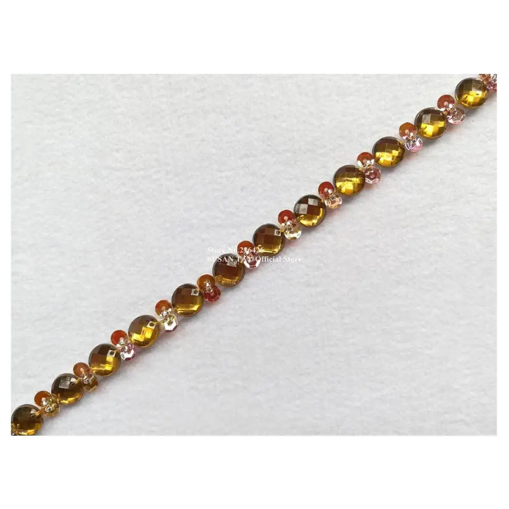 1 ярд х Новинка пришивное коричневое платье ручной работы украшенное бисером и