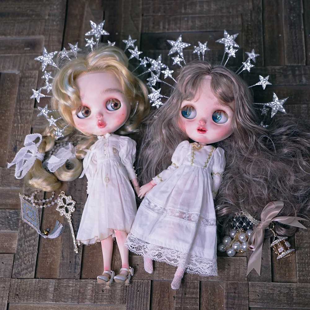 

Blythe little Rag Doll metal accessory set with diamond star crown princess headdress photo props