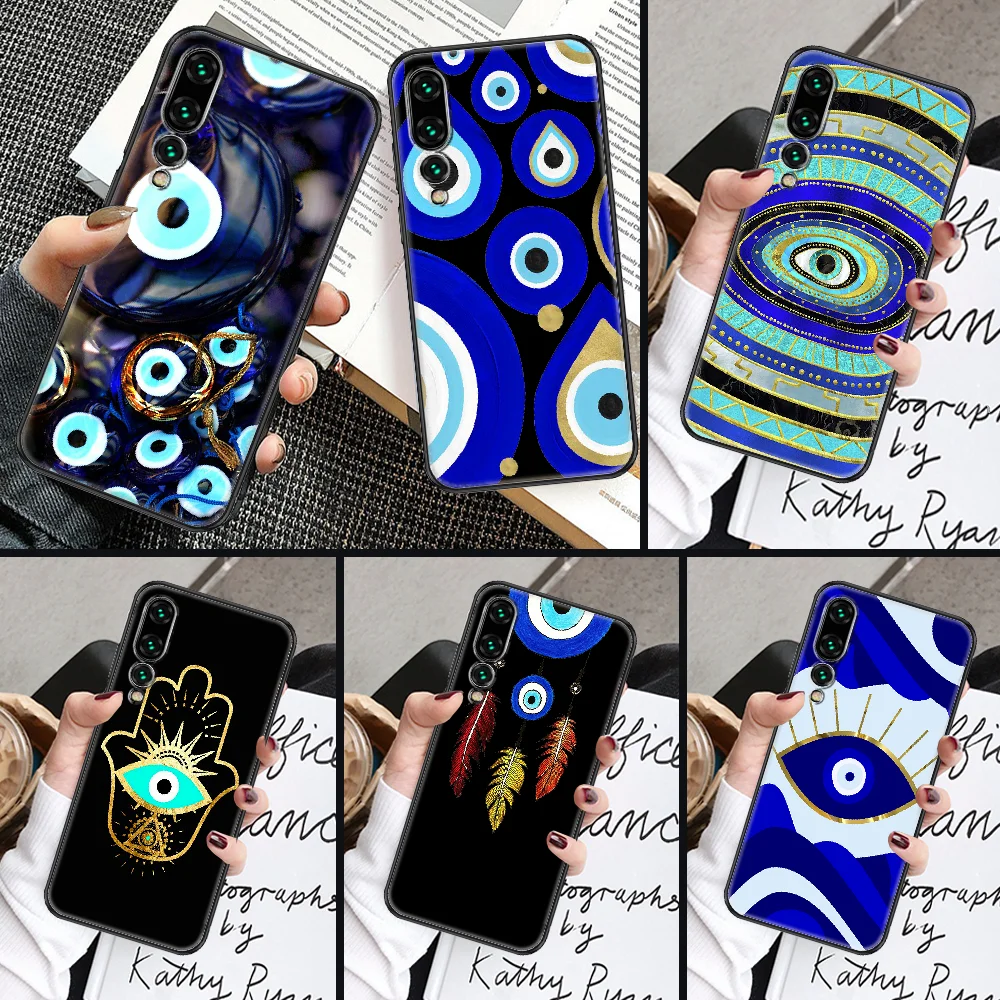 Evil eye Nazar Boncuğu Phone Case For Huawei P Mate P10 P20 P30 P40 10 20 Smart Z Pro Lite black tpu waterproof trend cell cover