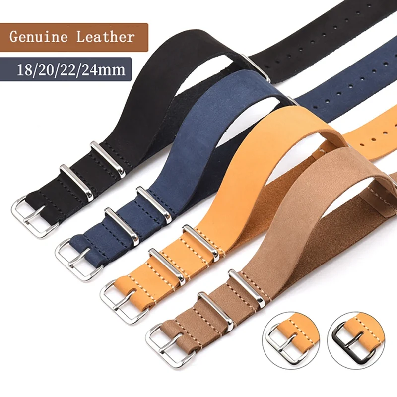 

Ремешок для часов в винтажном стиле, кожаный сменный Браслет для наручных часов с пряжкой и язычком, 18 мм, 20 мм, 22 мм, 24 мм