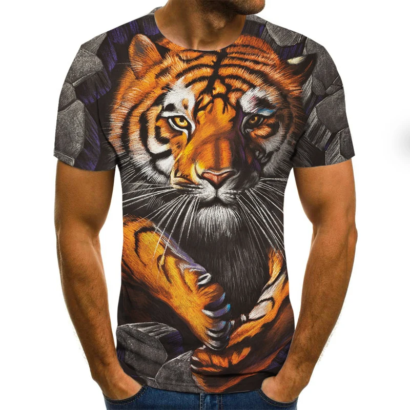

Summer Liger T-Shirt Men's Streetwear Loose And Comfortable O-Neck Fabric Street Animal Hippie Bodybuilding Emotional Rock Top