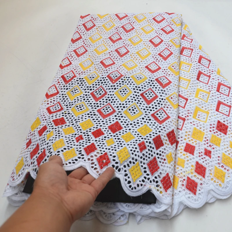 

2019 Nigeria Water Soluble Lace With Stones And High Quality Cord Embroidery African Lace Fabric 5/Yards Wedding dresses