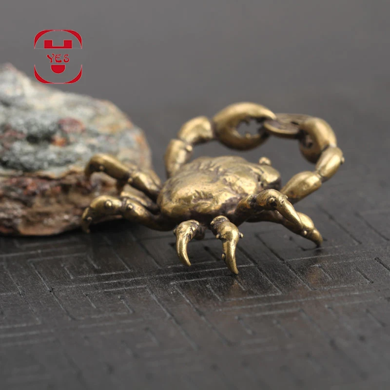 Креативная ретро мини латунная статуя краба животного подвеска держатель для
