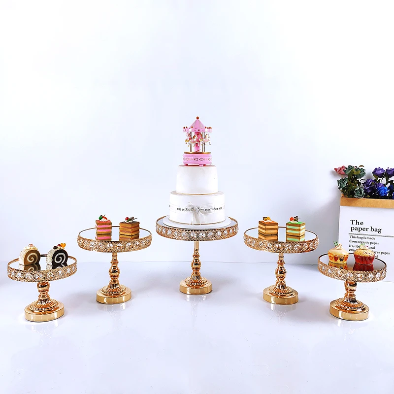 

1pcs gold mirror cupcake stand crystal metal creative home large fruit plate fruit basket home set cake tool