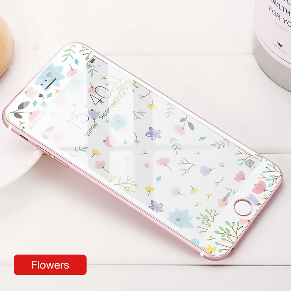 Милый мультфильм закаленное стекло для iPhone 7 8 Защитная пленка для экрана для iPhone 7 8 Plus Защитная пленка для экрана 3D мягкая твердость края