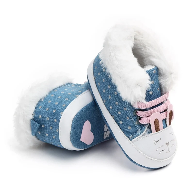 

Winter Fur Warm Baby First Walkers for Newborn Soft Sole Non-Slip Infant Cartoon Cotton Shoes Sneakers