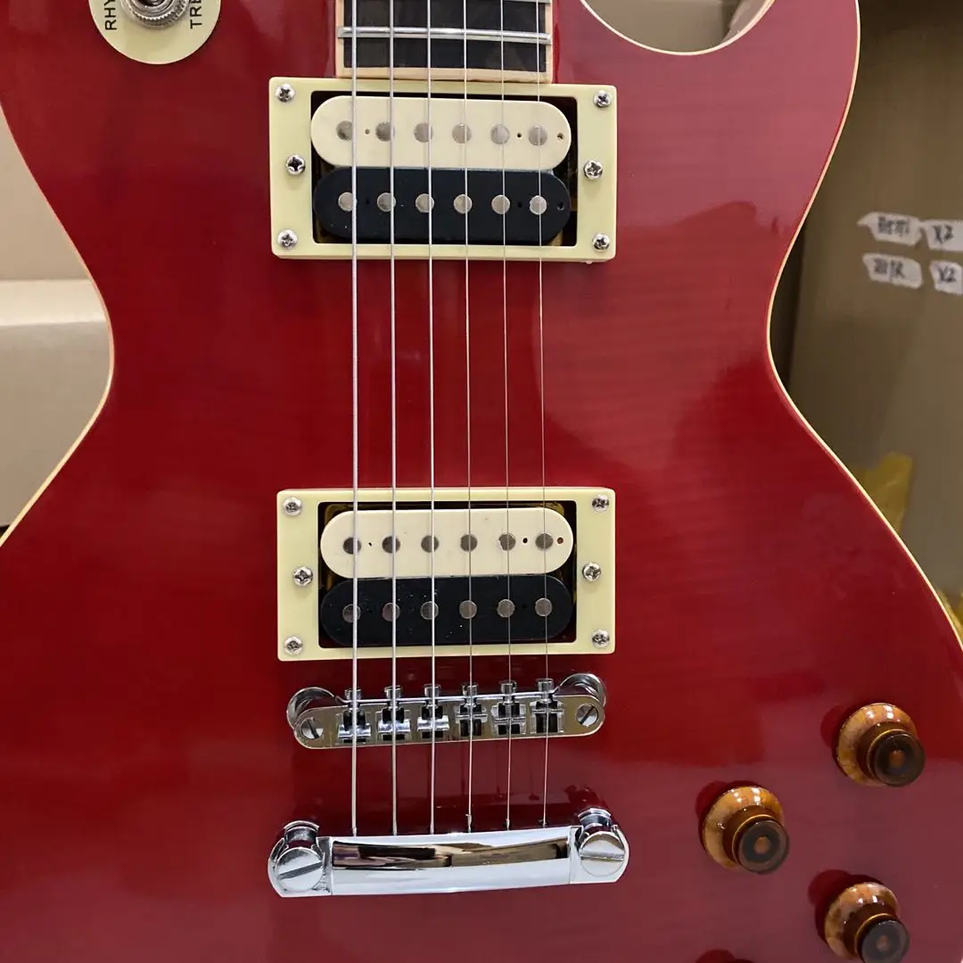 

Hot Sale Standard Electric Guitar Tiger Maple Top Zebra Pickups Cherry Color Free Shipping