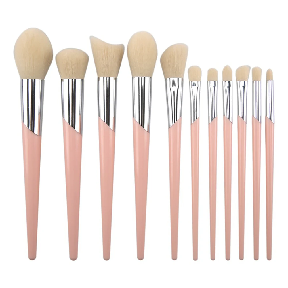 New oblique tube makeup brush set 7 10 pieces 11 powder silver portable tools | Красота и здоровье