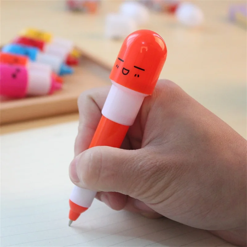Красочная Новинка канцелярская Милая улыбающееся лицо пилюля шариковая ручка
