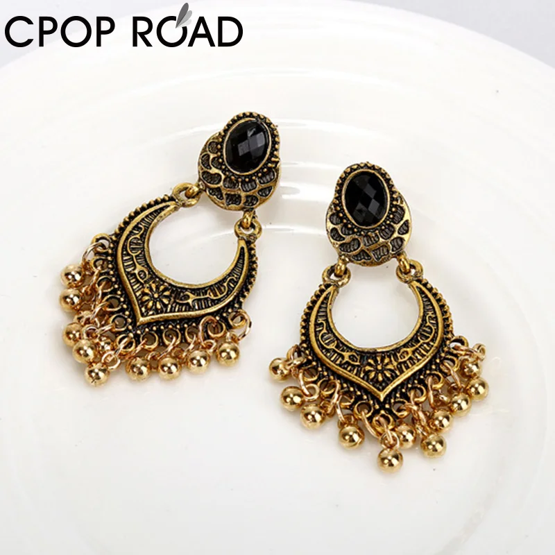 Женские винтажные серьги в стиле бохо золотистые серебристые золотые с бусинами