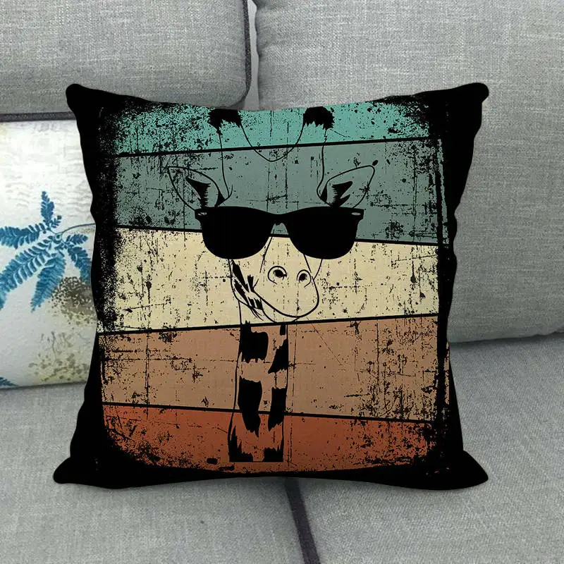 45cm*45cm face of Giraffe high quantity cushion cover linen/cotton sofa pillow decorative case | Дом и сад