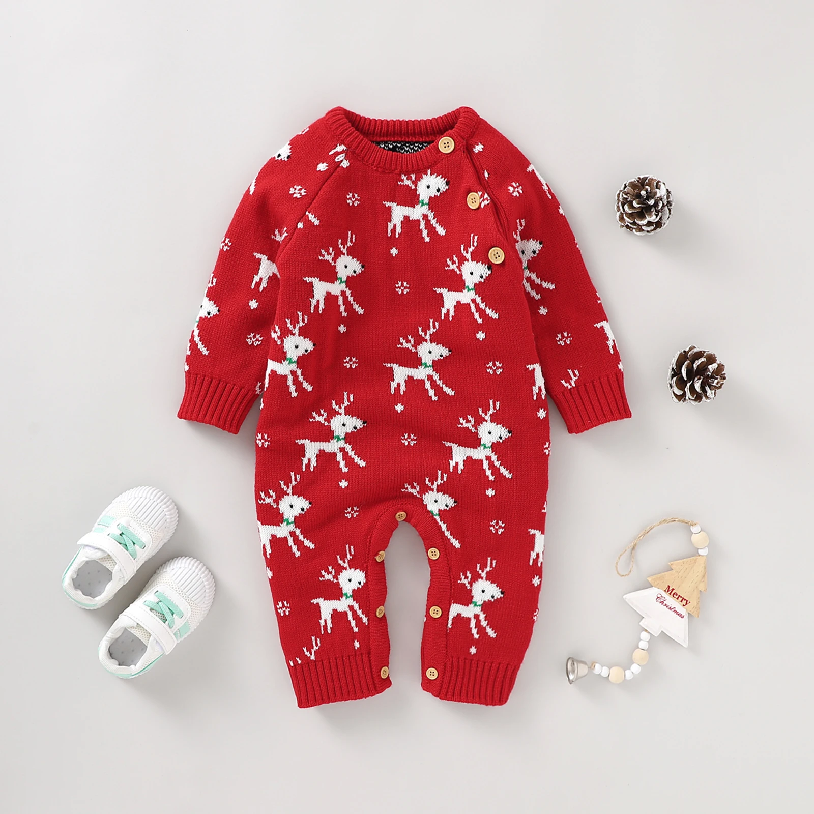 

Трикотажный комбинезон с длинным рукавом и круглым вырезом