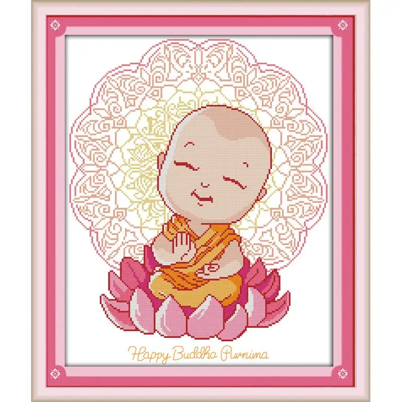 Буддийский монах мультяшный Счетный крест вышивка dmc китайский Набор для вышивки