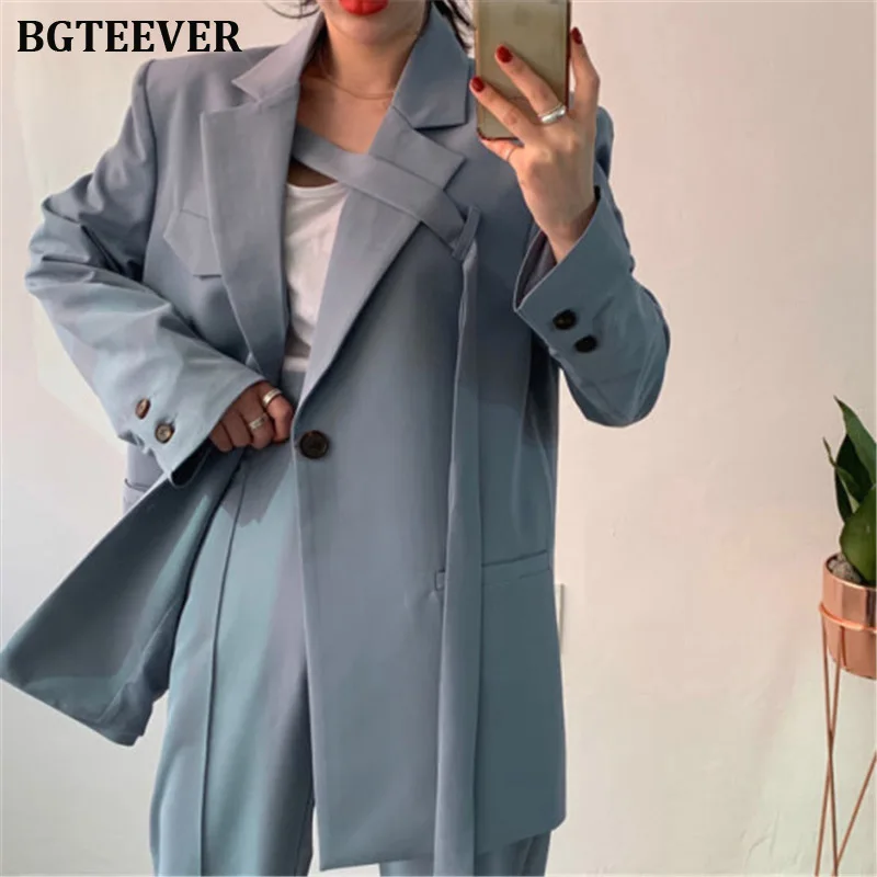 Модный женский Блейзер свободного кроя пиджак на пуговицах винтажный свободный