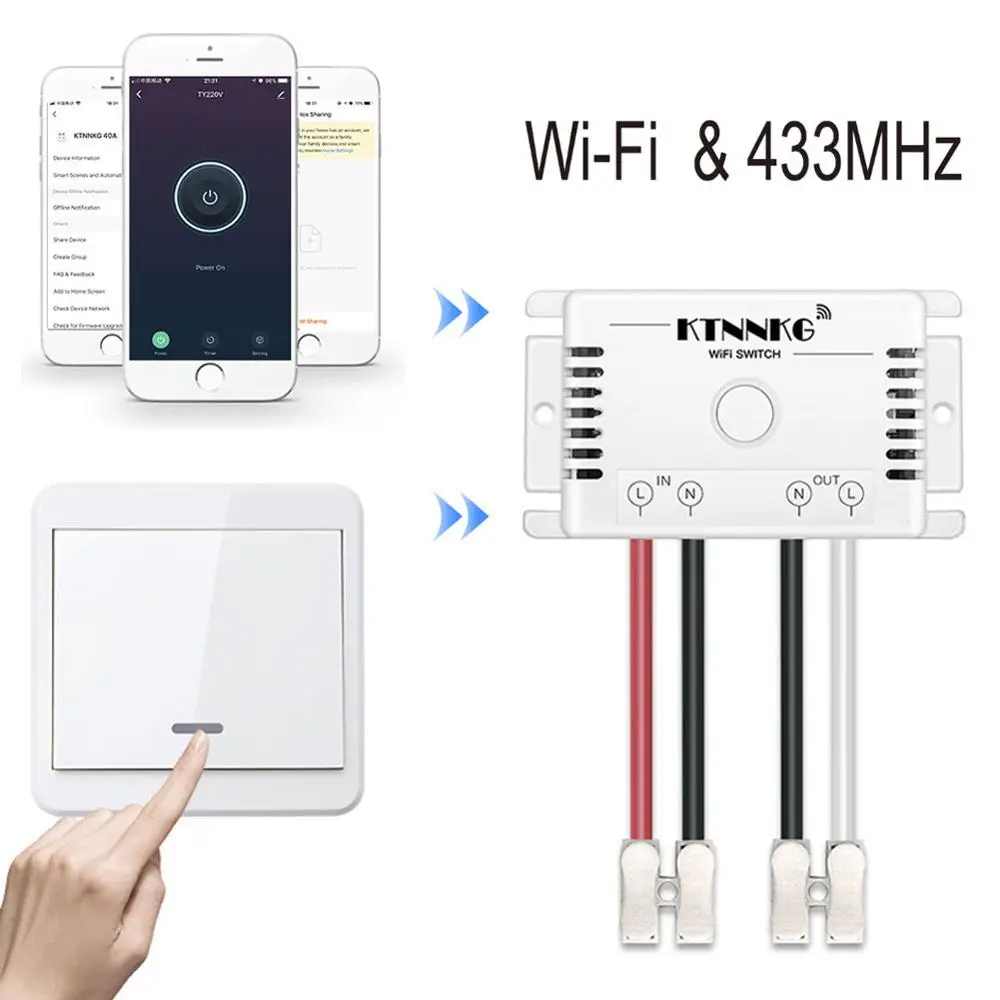 Фото 220 V 1 Gang туя приложение Wi-Fi выключатель света Беспроводной удаленного Domotica умный дом лампы Управление релейный модуль для Alexa прямая доставка №2