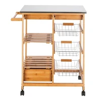 %e3%80%90usa%e3%80%91ready stockfch moveable kitchen cart with stainless steel table top three drawers three baskets burlywood