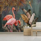 Пользовательские 3D фотообои тропические растения лес банановый лист МУРАЛ с Фламинго обои гостиная спальня фон домашний декор