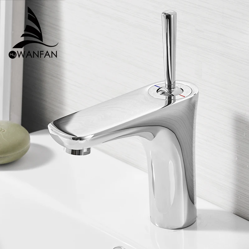 

Basin Faucets Bathroom Sink Faucet Deck Mounted Hot Cold Water Basin Mixer Taps Polished Chrome Lavatory Sink Tap 855007