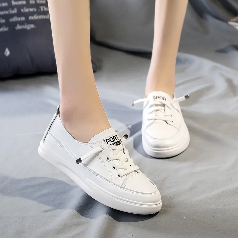Новинка Весна 2020 женская обувь модные белые туфли на плоской подошве