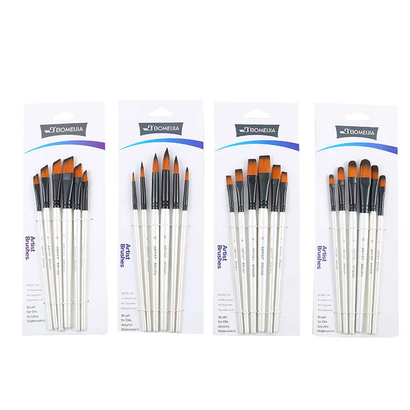 6 шт набор нейлоновых волосяных деревянная ручка акварель кисть для рисования