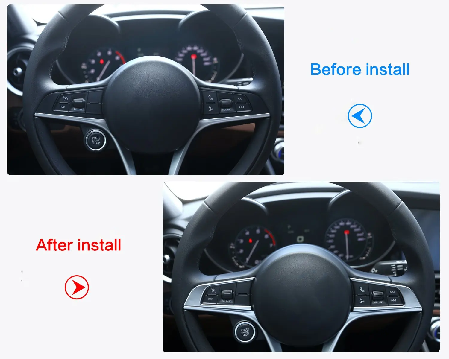 Хромированный чехол на руль для Alfa Romeo Giulia Stelvio 2017 2018 ABS | Автомобили и мотоциклы