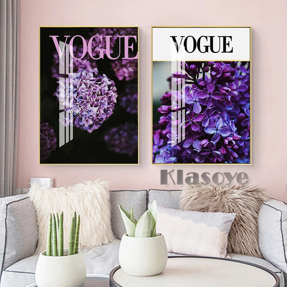 

Vogue Plant Landscape Photography Magazine Cover Poster Purple Wallpaper Flower Art Prints Wall Picture Living Room Home Decor