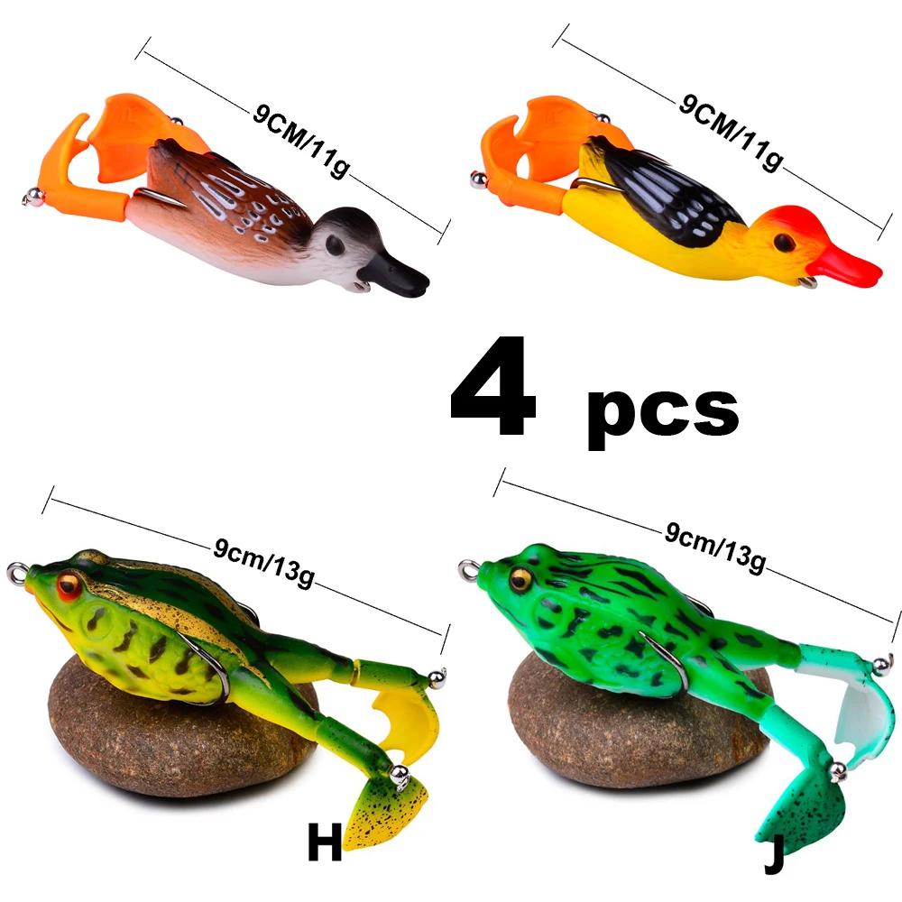 4pcs Quality Whopper Plopper 100mm/13.2g Top Water Popper Fishing Lure Hard Bait Wobblers Rotating Soft Tail Tackle | Спорт и
