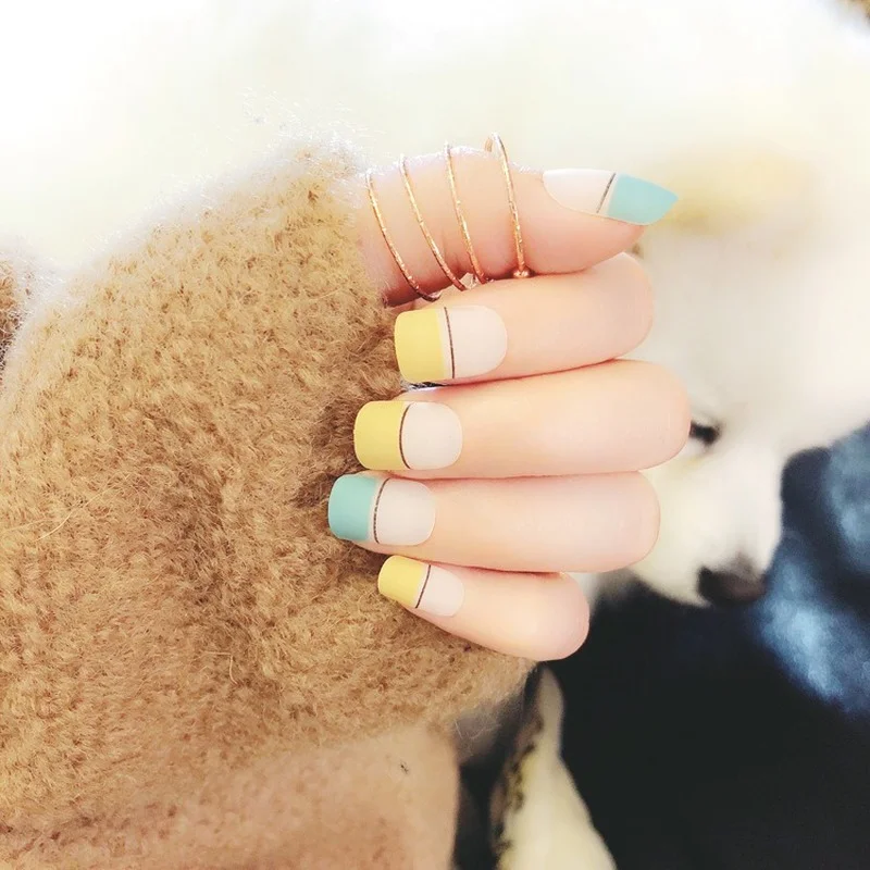 New Small Fresh Fake Nails Finished Hand Frosted Matte Patch DIY Nail Salon Tools 24pcs/box | Красота и здоровье