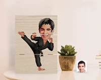 personalized men s karateka caricature of authentic desktop wood pallet %c3%a7er%c3%a7eve 1