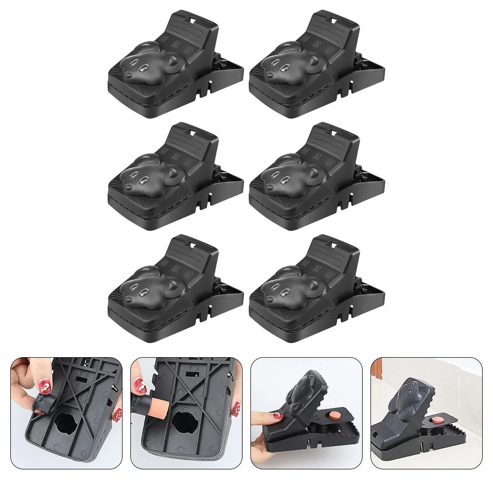

6pcs Plastic Household Automatic Mousetrap Creative Catching Tool (Black)