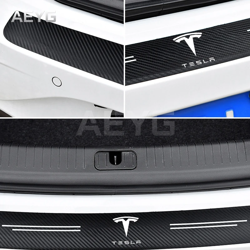 Защитные наклейки для заднего бампера автомобиля из углеродного волокна Tesla Model 3