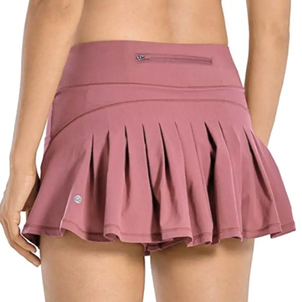 

Elastic with Pocket Fitness Sports Shorts Ladies High Waist Double Layered Pocket Three-Point Casual Stretch Sports Pants Skirt