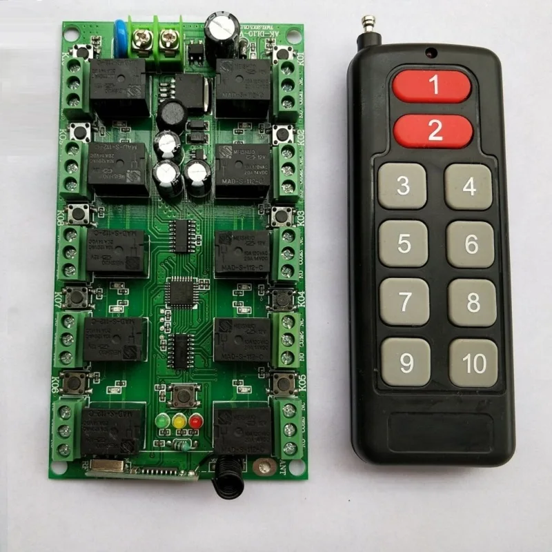 Беспроводная радиочастотная система дистанционного управления 10 каналов 433 МГц