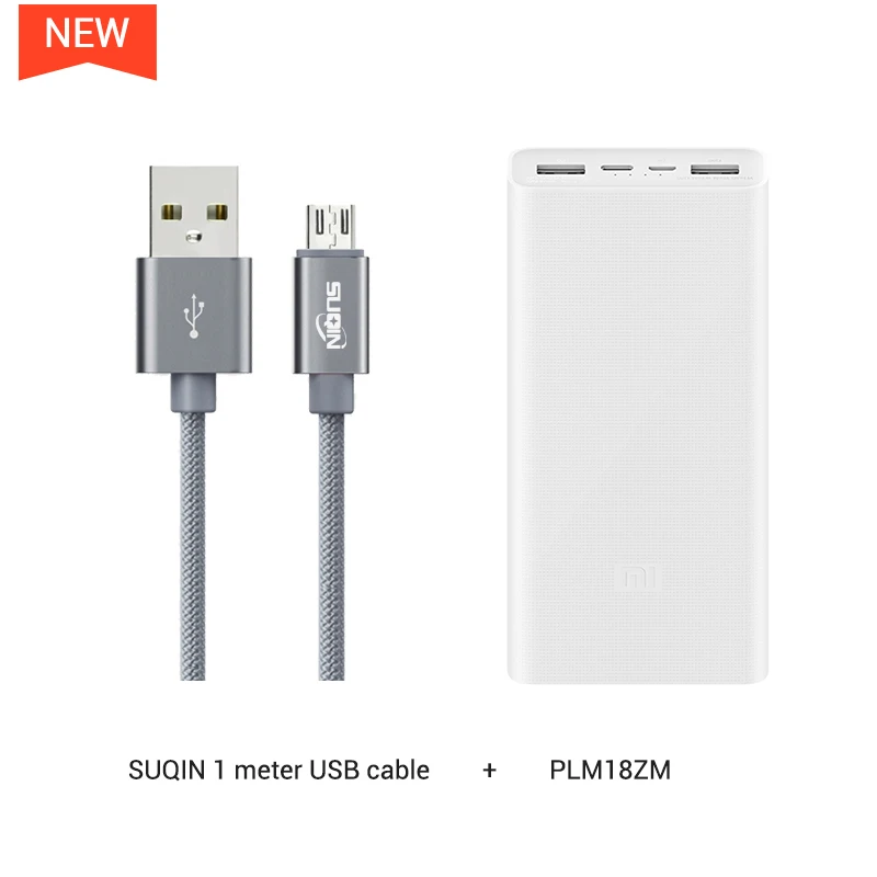 w Android Cable Xiaomi power Bank 3 PLM18ZM 20000 мАч 18 Вт Двусторонняя Быстрая зарядка тип-c микро Входное зарядное устройство для iPhone 11 Pro XR X для samsung - Цвет: w Android Cable