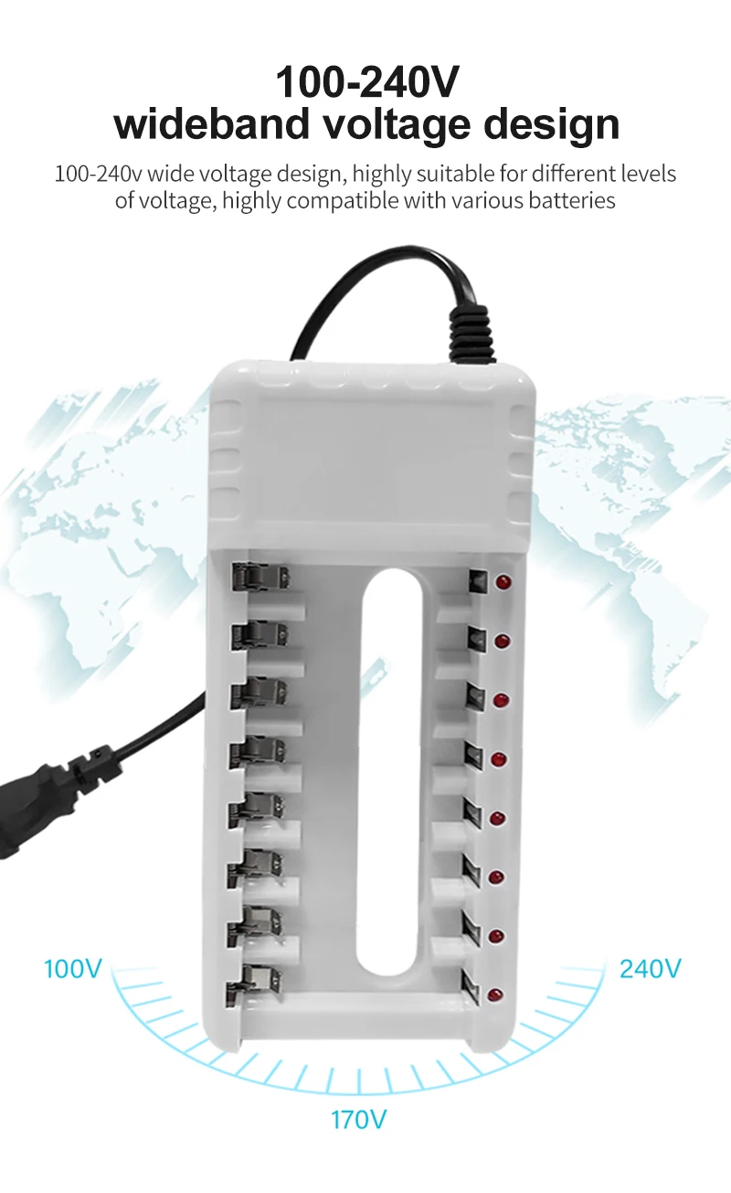 Универсальное зарядное устройство PUJIMAX 8 слотов для батарей AA / AAA Ni MH/Ni Cd